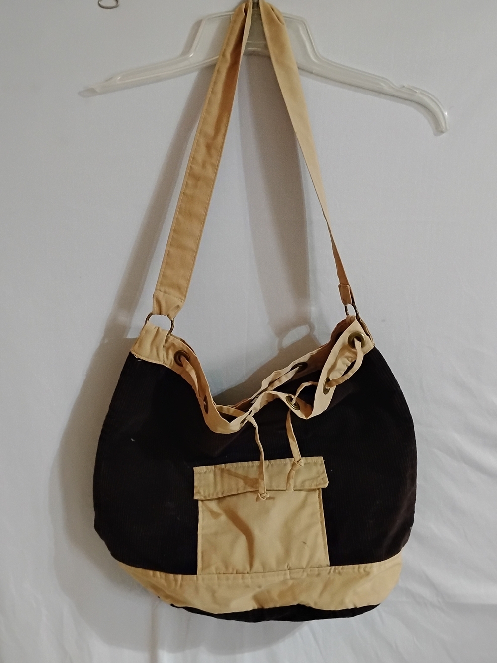 Betmar Canvas Hobo Shoulder Bag in Brown and Tan